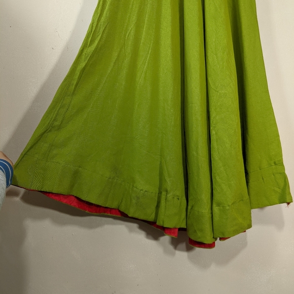 Vintage ethnic Indian embroidered decal bell sleeve maxi dress slit shoulders - Picture 12 of 16